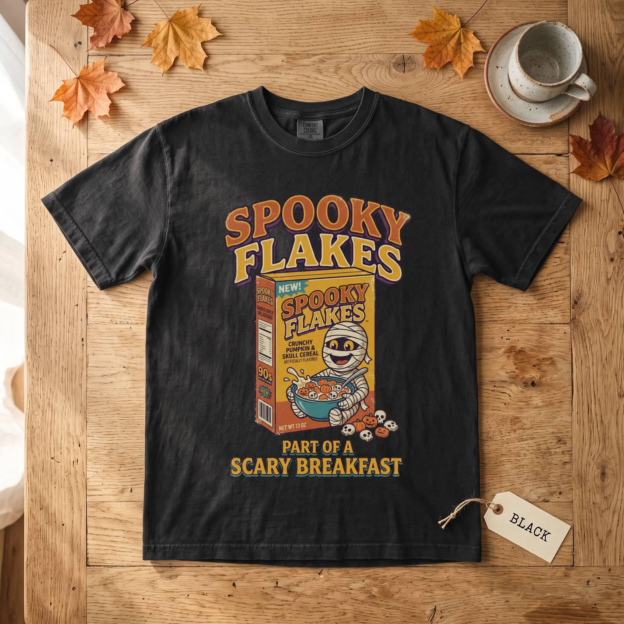 Comfort Colors Horror Cereal Box Halloween Shirt, Spooky Flakes Retro Comfort Colors Tee