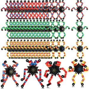 40 Pack Funny Sensory Fidget Toy Transformable Chain Robot Finger Toy DIY Deformation Robot Mechanical Spinners Stress Relief Autistic Gifts for Adult Teen Prize Stuffer Party Favor (Classic)