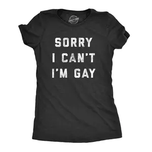 Womens Sorry I Cant Im Gay T Shirt Funny LGBT Pride Tee Funny Womens T Shirts Cute Vintage Fashion Casual Ladies T-Shirt Gift Pride Tops for Women Women's Novelty Tees Black