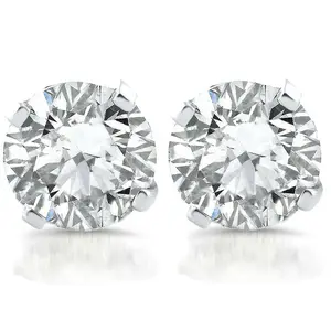 1ct Diamond Studs 14k White Gold Clarity Enhanced