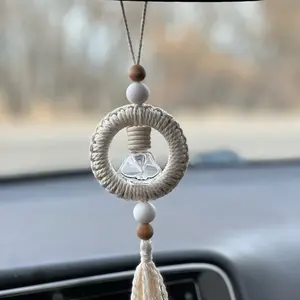 Wanderwood Essential Oil Diffuser with Macrame Car Charm - Personalized Aroma for Your Car - Handmade Natural Aesthetic