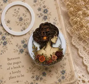 Vintage Bookish Girl Magsafe Phone Grip – Floral Library Magnetic Pop Socket & Kickstand