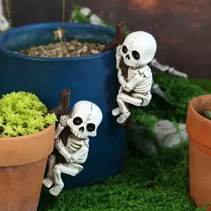 2-Piece Halloween Skeleton Garden Decor - Tree Branch Hanging Resin Statues, White Indoor and Outdoor Wall Hangings for Porches, Lawns, Home Offices - Unique Halloween Gifts and Year-Round Decor