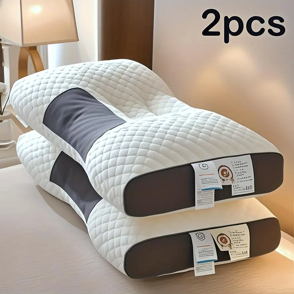 【Weekly Deals】UFIST 2-Pack Orthopedic Cervical Neck Pillows for Sleeping, Ergonomic 3D Contoured Polyester Fiber Neck Care Bed Accessories, Mixed Design for Side/Back Sleepers - Summervibes Father's Day Gift Idea