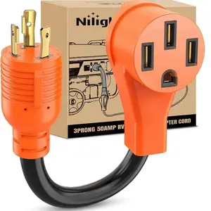 Nilight 3Prong 30AMP to 50AMP RV Generator Adapter Cord, Pure Copper, L5-30P/14-50R