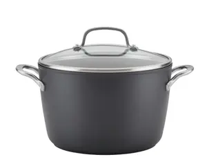 KitchenAid Hard Anodized Induction 8 Quart Nonstick Stockpot with Lid, Matte Black