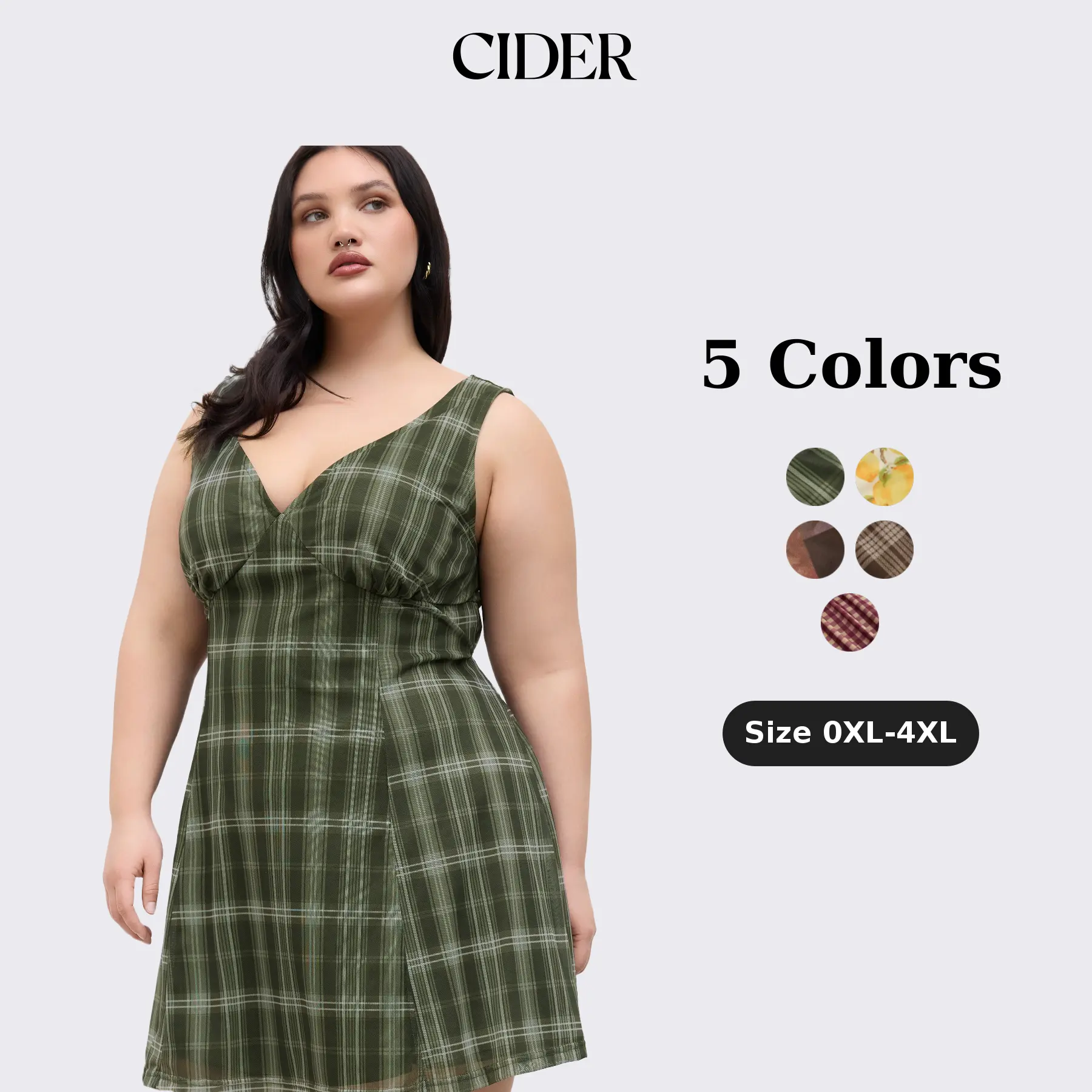 Cider Women’s Casual V-Neck Mini Dress, Plus Size Sleeveless Summer Outfit