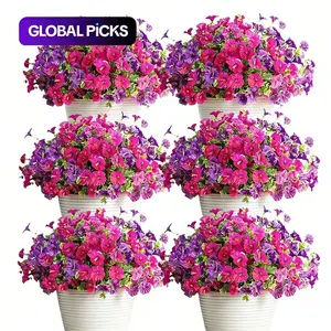 Mother's Day Gift Artificial Flowers Set, 16 Pcs Home Garden Decor Porch Window Box Spring Summer Yard Seasonal Celebrations Artificial Flowers For Outside, Plastic Faux Flowers