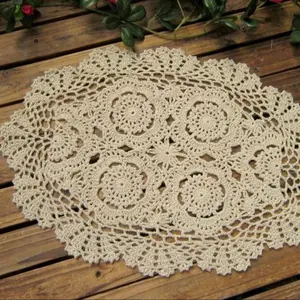 Vintage Crocheted Doilies Oval Table Mat Shabby Chic Crochet Placemet Handmade Wedding Event Decor 30x45cm