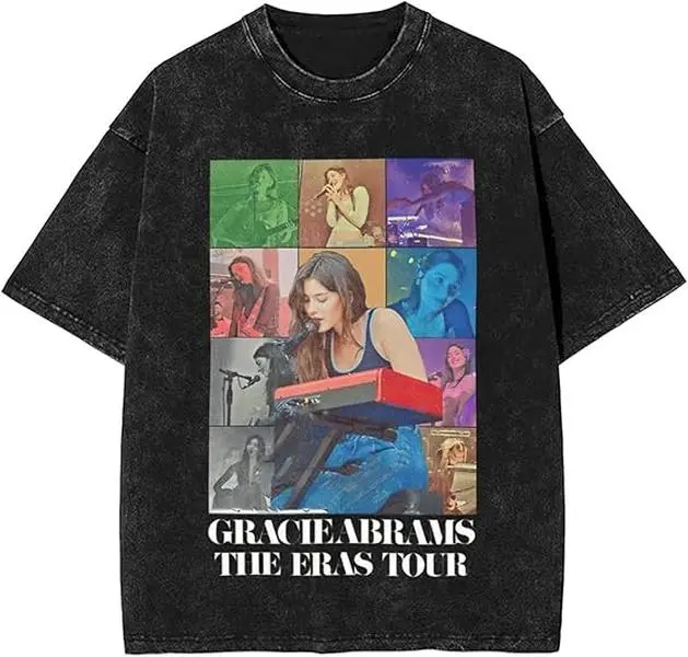 Gracie Music Abrams Mens and Women Music Fans Touring Shirt Retro Cotton Short Sleeve T Shirt TopBlack