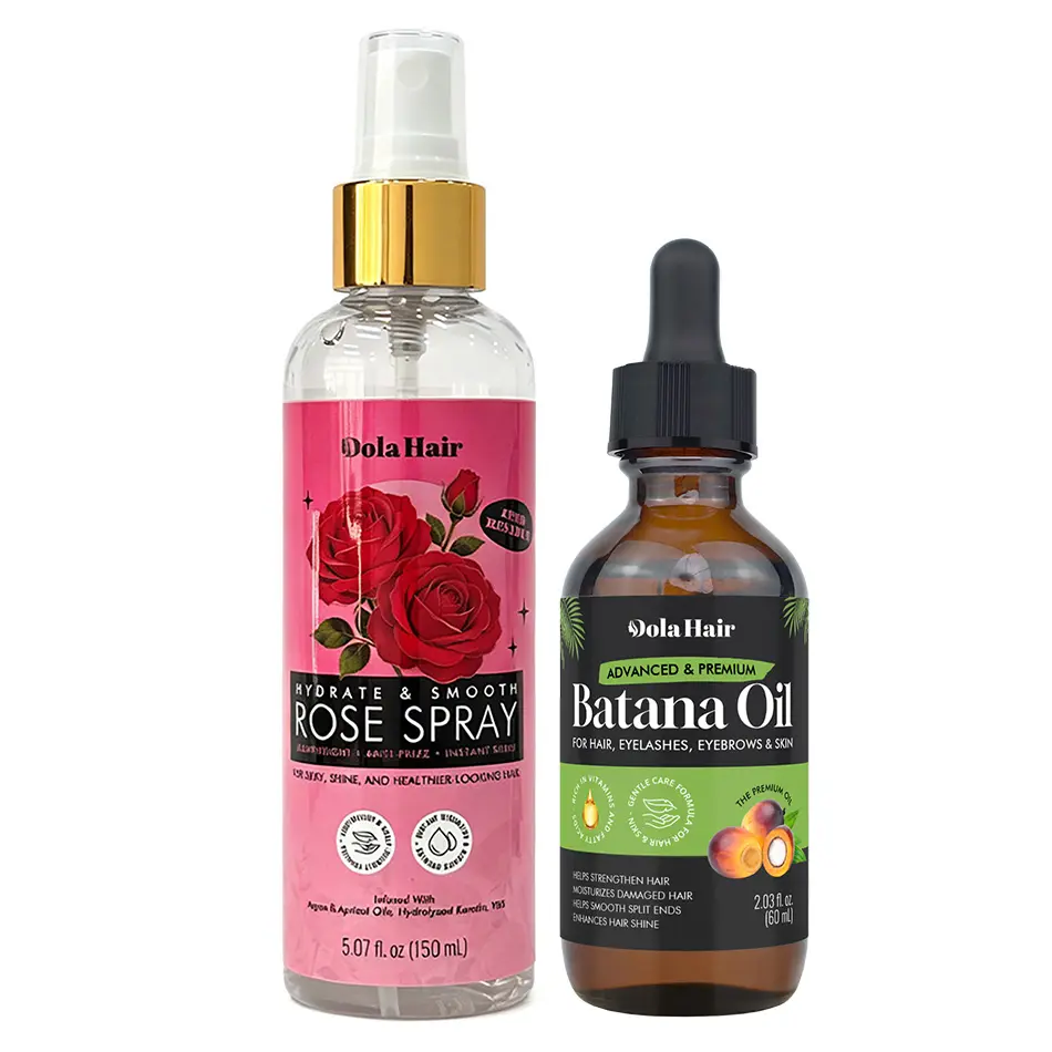 Dola Hair Batana Oil & Rose Spray Set, Hair Care Kit for Moisturizing & Refreshing Hair, Batana Oil Treatment and Rose Hair Mist for Natural Hair, Curls & Protective Styles