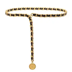 Single Black & Gold Chain Waist Belt