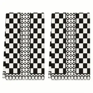 2-Piece & Checkered Kitchen Towels Set, Dishwashing Cloth Hand Towel, Decorative Kitchen Accessories Gift for Friends, Cleaning Soft