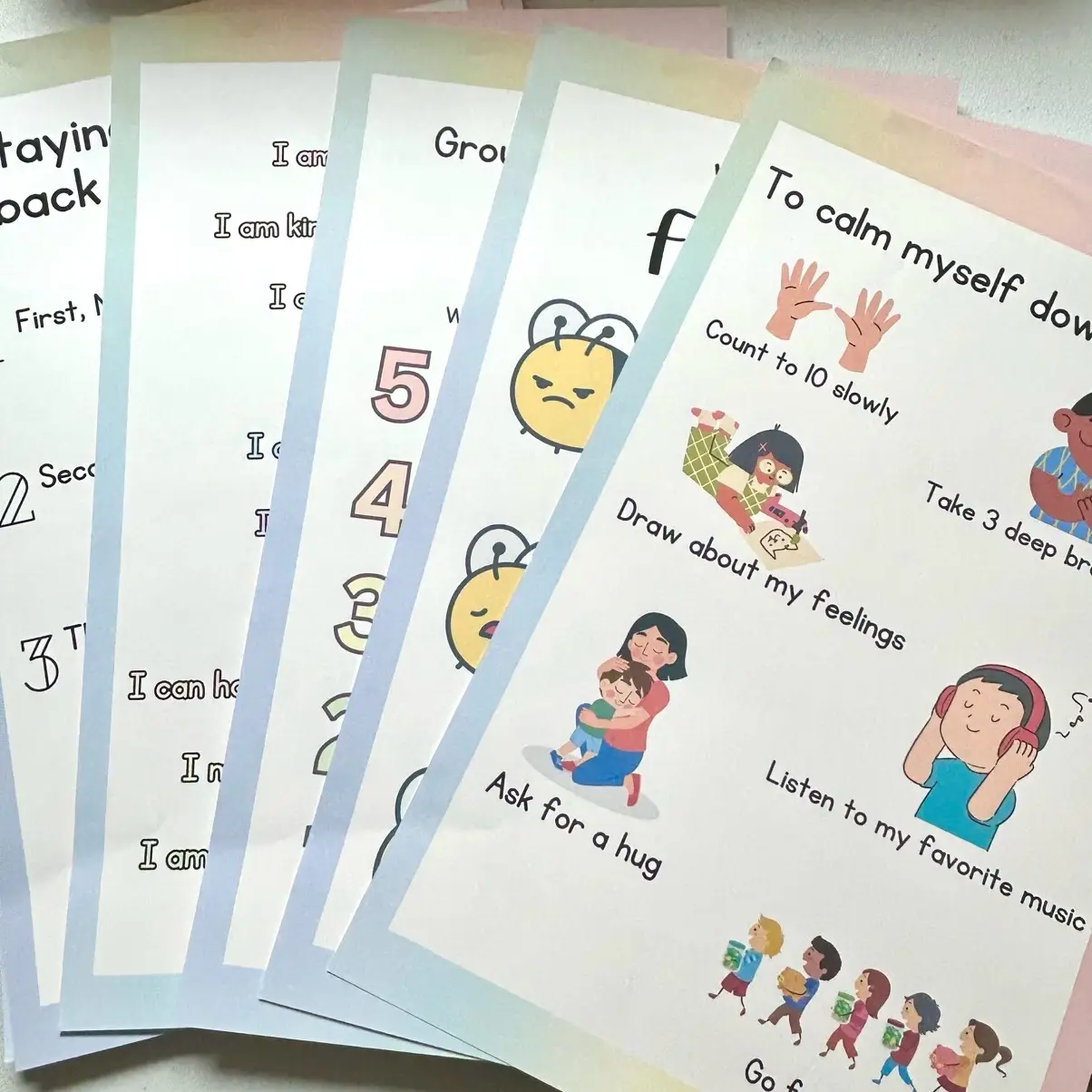 Calm Down Corner Emotional Learning Posters – Empower Your Emotions with Grounding Techniques, Affirmations, and Calming Strategies