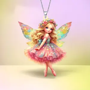 2D Flat Stylish and Handsome Dancing Princess Fairy Necklace Pendant, Acrylic Charm Dancing Elf Pendant Necklace,  Double-Sided Design Jewelry for You, Birthday Gift, Christmas Gift, 2D Flat