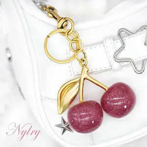 Cute Cherry Design Keychain, Fashionable Metal Keychain for Women & Men, Trendy All-match Keychain for Birthday Gift, Stylish Keychain