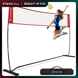 【Holiday Haul】BAGAIL Volleyball Net, 12ft/20ft Portable Volleyball Net for Backyard - Adjustable Height, Heavy-Duty Frame, Freestanding Design - Portable Outdoor/Indoor Volleyball Set with Carry Bag family sport