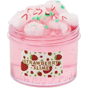 Strawberry Crunchy Slime,Pink Slime Kit with Glimmer for Girls,Birthday Gifts School Party Favors Toy for Girls and Boys(7OZ).