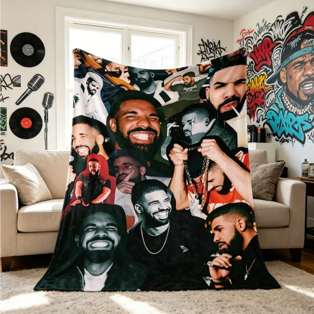 Rapper Singer Drake Flannel Blanket Inspired Ultra Soft Warm Cozy Plush Fleece Throw for Sofa Bed Living Room Office Travel Lightweight All Season Gift Christmas Halloween Birthday Home Decor Adult Children's Blankets