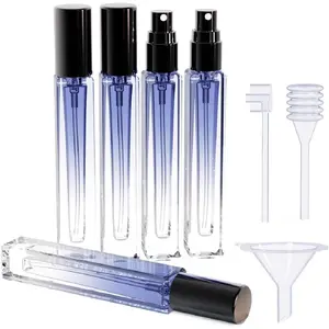 Travel Perfume Bottle Refillable 10ml (5 PCS), Cologne Sprayer Mini, Perfume Atomizer Empty Small,Containers For Toiletries (Blue (Square))