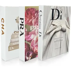 Set of 3 Decorative Faux Books for Home Decor Designer Hard Cardboard Coffee Table Bookshelf Display Modern Living Room Shelf Styling