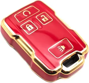 Key Fob Cover Compatible with Chevy Chevrolet Colorado Silverado Suburban Tahoe GMC Canyon Sierra 1500 2500 3500 HD TPU Remote Keyless Key Fob Case Protection Shell Accessories, Red
