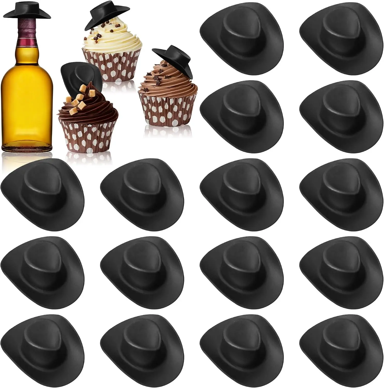 30 Pcs Plastic Mini Western Cowboy Cowgirl Hats for Crafts, Party, Dollhouse Decoration
