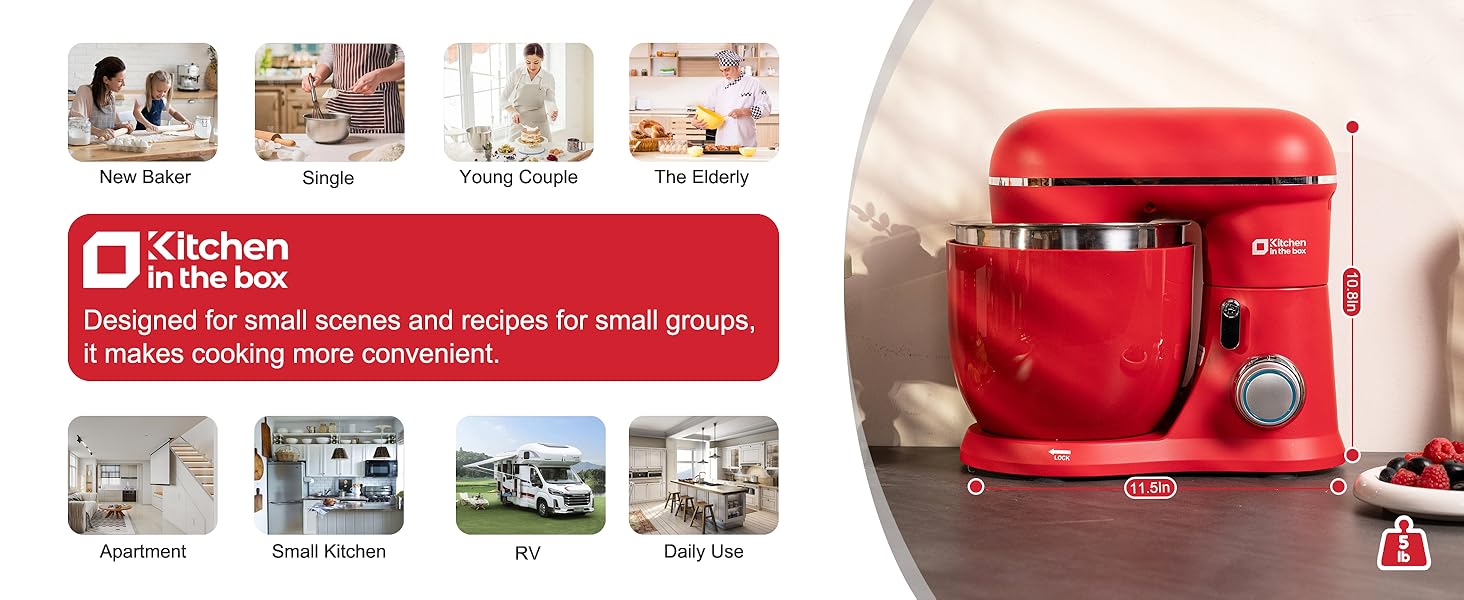 Kitchen in the Box 3.5QT Compact Stand Mixer with 2 Bowls, 10-Speed Tilt-Head Kitchen Electric Mixer for Baking, Dough, Cooking Kitchen in the Box 3.5QT Compact Stand Mixer with 2 Bowls, 10-Speed Tilt-Head Kitchen Electric Mixer for Baking, Dough, Cooking