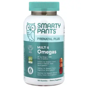 SmartyPants Prenatal Plus, Multi & Omegas Gummies, Orange and Strawberry Lemonade, 120 Gummies