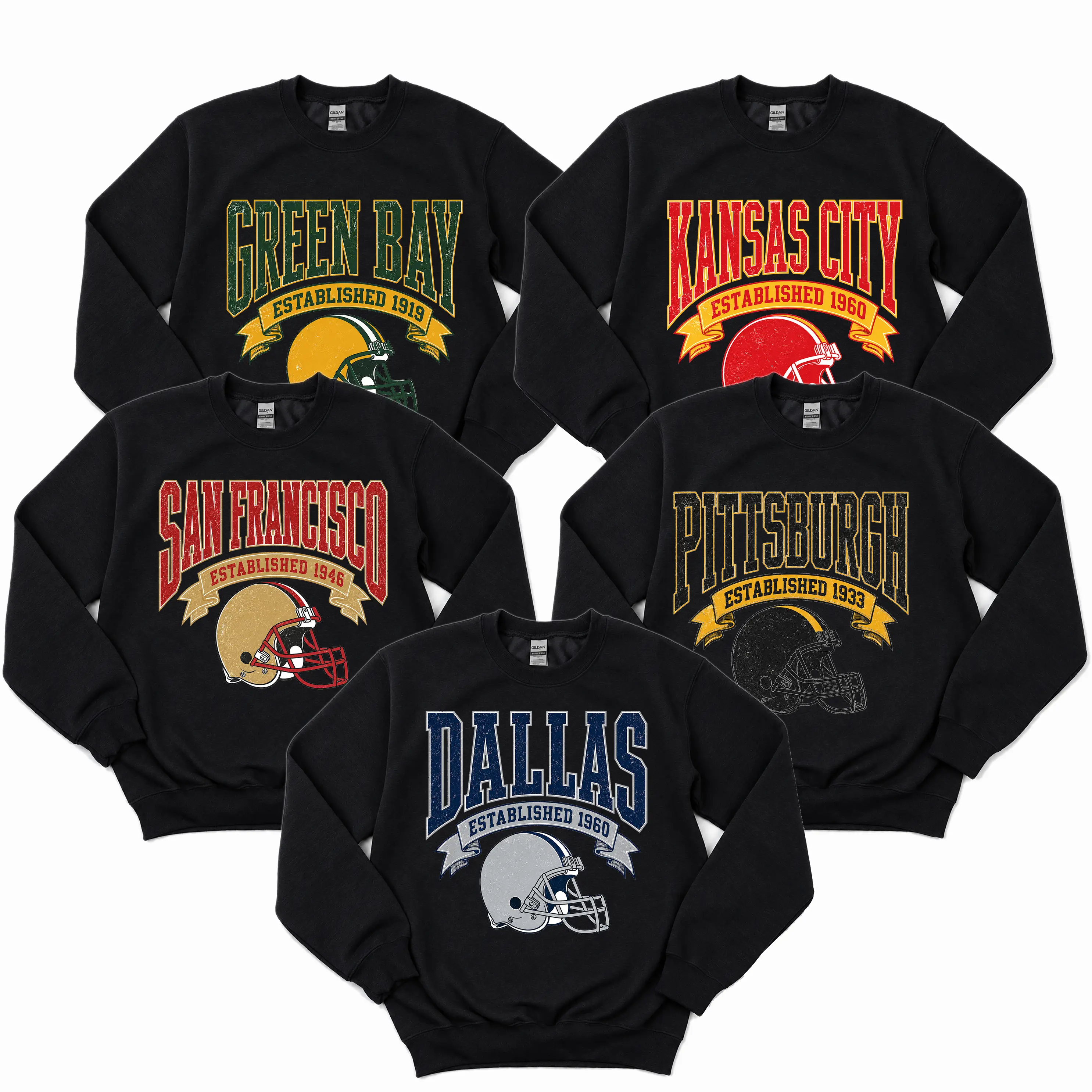 Vintage Football Sweatshirts Color Black, Unisex Football Crewnecks, Retro Football Sweatshirt