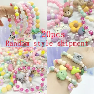 20pcs Girl Fashion Bracelet Kids Colorful Rainbow Bracelets Children Accessory Toddle Chain Bracelet PS56