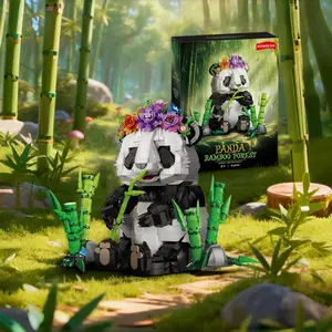 1501 Pieces Bamboo Forest Panda Building Blocks Set, Panda Model Assembly Bricks, Home Decoration & Ornament, Creative DIY, Ideal for Collection and Gifting