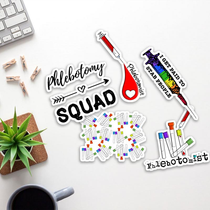 Stickers Pack 20 Pcs Phlebotomy Aesthetic Vinyl Colorful Waterproof Laptop Water Bottle Bumper Car Bike Luggage Guitar Skateboard