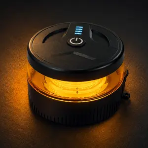Magnetic Wireless LED Beacon Light, USB-C Rechargeable IP67 Waterproof Amber Emergency Strobe Warning Light, Magnetic Mount Portable Flashing Safety Light for Truck, Postal Car, Plowing Tractor, UTV and Golf Cart