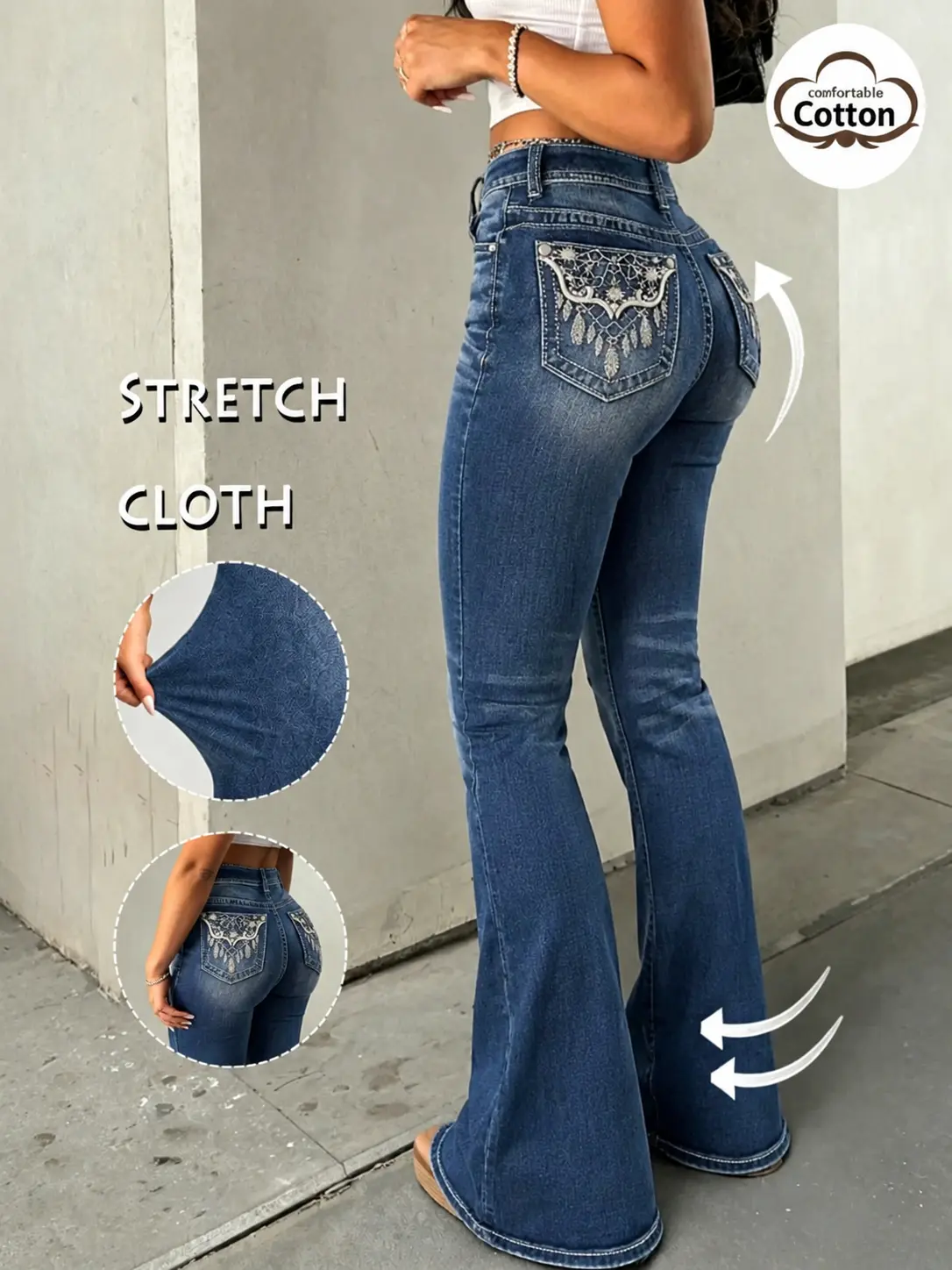 High Rise Butt Lifting Boot Cut Jeans Stretchy Trendy Flare Leg Jeans for Women High Rise Butt Lifting Boot Cut Jeans Stretchy Trendy Flare Leg Jeans for Women