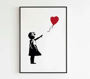 Banksy - Red Balloon Girl Poster, Banksy Graffiti, Wall Decor