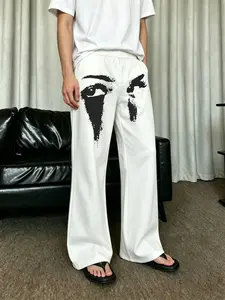 Unisex Retro Eye Print Flared Trousers, Loose-Fit Comfortable Sweatpants, Breathable Soft Material, Five Sizes Available
