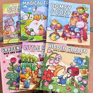 Cute Coloring Books Set, 3/6 Pieces, Rich Patterns, Enjoy Drawing Process, Stress Relief Art, Perfect for Daily Leisure & Holiday Gifts