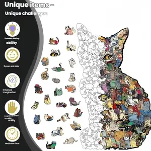 Creative Cat Puzzle Toy, Irregular Shape Money Bank Gift, Unique Animal Jigsaw for Adults, Wooden Puzzles for Kids and Family Games, Montessori Puzzles Gift