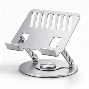 Adjustable notebook stand with 360° rotating base, aluminum ergonomic notebook height adjuster, desktop height adjustable computer stand, notebook ventilation and cooling stand, suitable for home office use