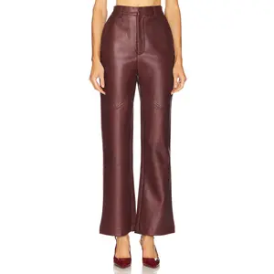 Bardot Karson Faux Leather Pant in Burgundy