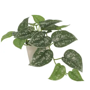 9" Artificial Pothos Plant in Tan Planter Pot