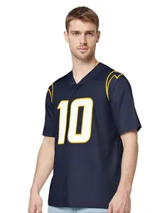 Vintage American Football Jersey, Breathable Mesh V Neck Pullover, Loose Fit Short Sleeve Top for Men & Women, All Seasons Wear