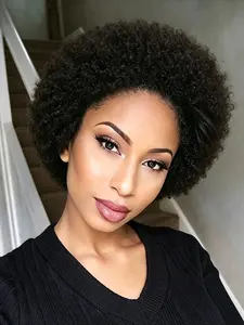 Afro Wigs for Women Afro Kinky Curly Human Hair Wig 150% Density Short Afro Human Hair Wigs Music Festival Pixie Cut Wig Curly Textured Wigs