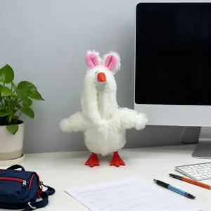 Mini Goose-shaped hoodie-cute rabbit ear design, Durable soft fluffy, suitable for Halloween, home or office decoration, desktop goose clothing and accessories suitable for all seasons, doll hooded sweater easy to put on and off