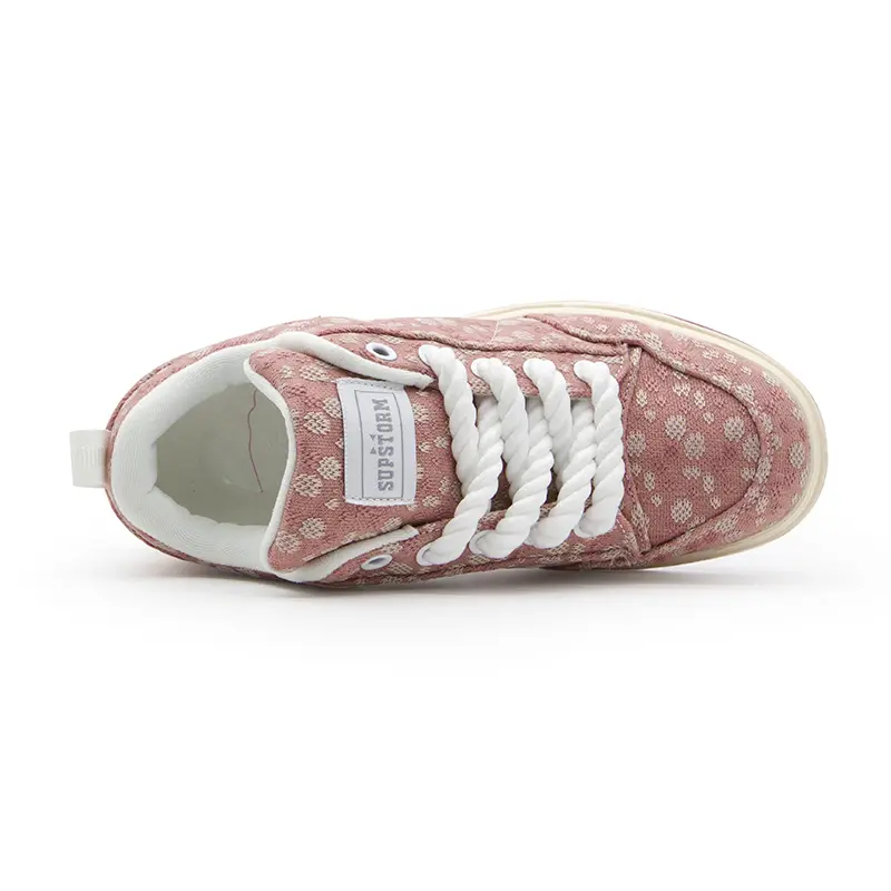 Preppy Chunky Sneakers, Unisex Round Toe Canvas Trainers with Thick Braid Laces, Leopard Print Accent, Wide Fit for Campus Walking