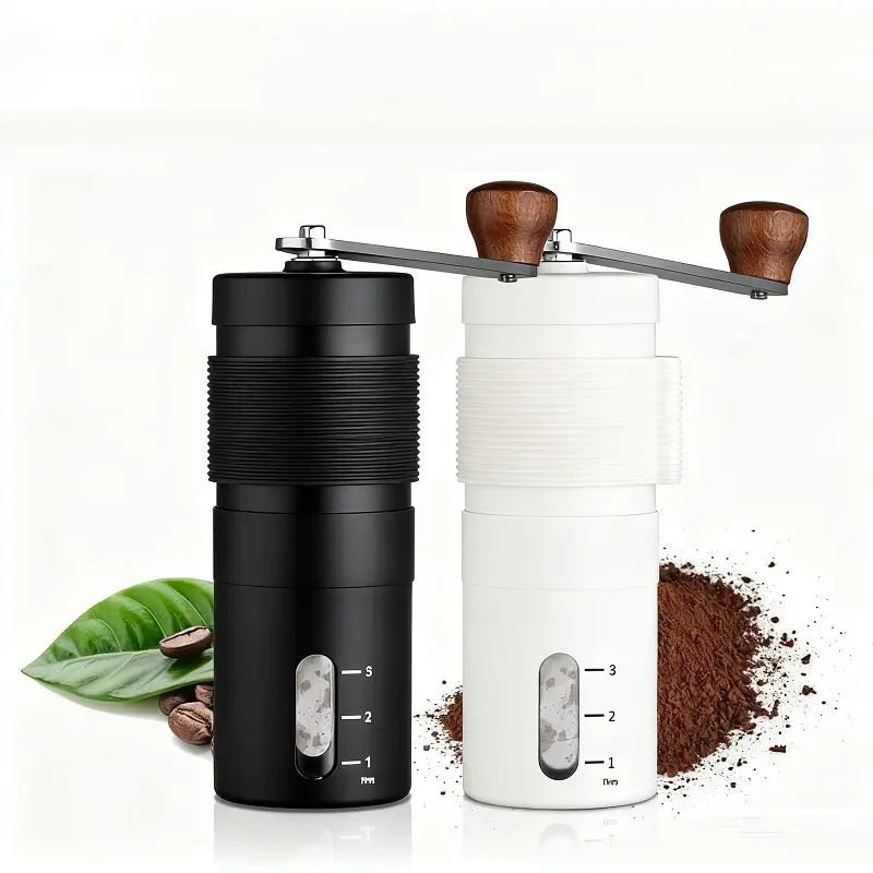 Stainless Steel Hand-Crank Coffee Grinder, Precision Adjustable Burr Mill, Portable Manual Espresso Maker, Durable Metal Body, Coffee Equipment