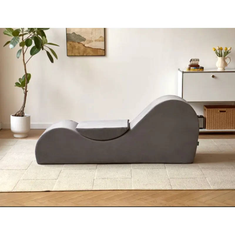 Solace Home Outdoor Yoga Chaise Lounge Chair - Ergonomic Design, Soft Yet Firm High-Density Foam Core, Removable Machine-Washable Cover, Grey