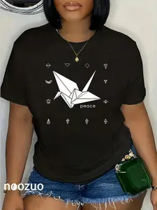 100% Cotton One Junk Shirt Peace Origami Crane Japanese T-Shirt