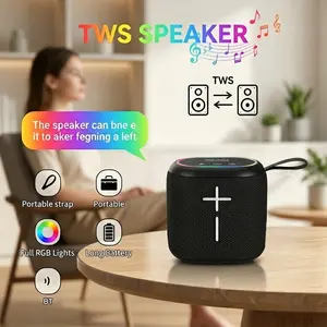 RGB Wireless Speaker with Colorful Lights, TWS Bluetooth-compatible Stereo Sound, Portable Fabric Audio System, Heavy Bass, Multi-Function Mini Boombox